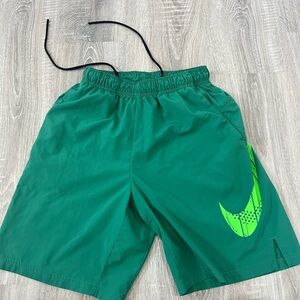 Green Athletic Shorts with Logo